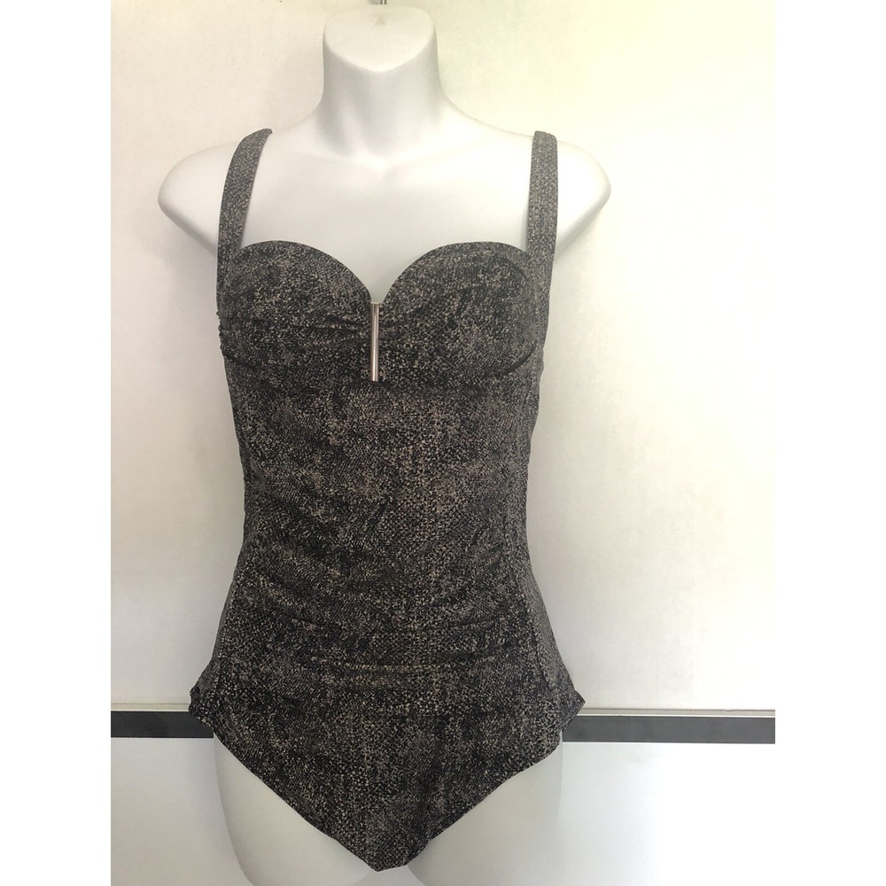 Byron Blue size 12 US (16 AUS) Australia Gray Snake Print Swim Suit